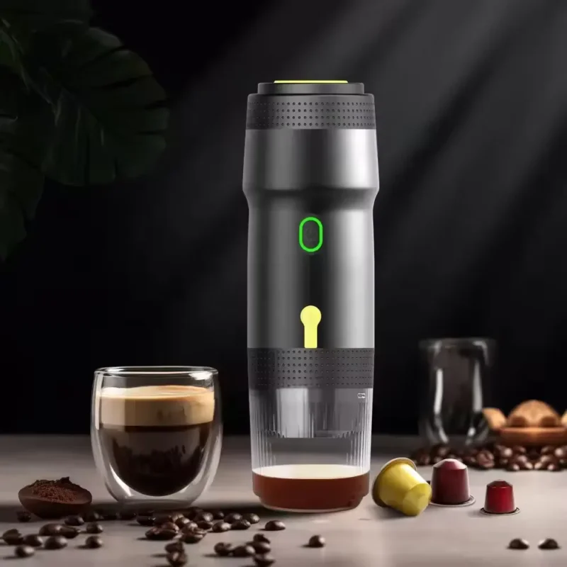 ماكينة قهوة محمولة قابلة للشحن تصميم أنيق، تكنولوجيا حديثة، مثالية للاستخدام اليومي